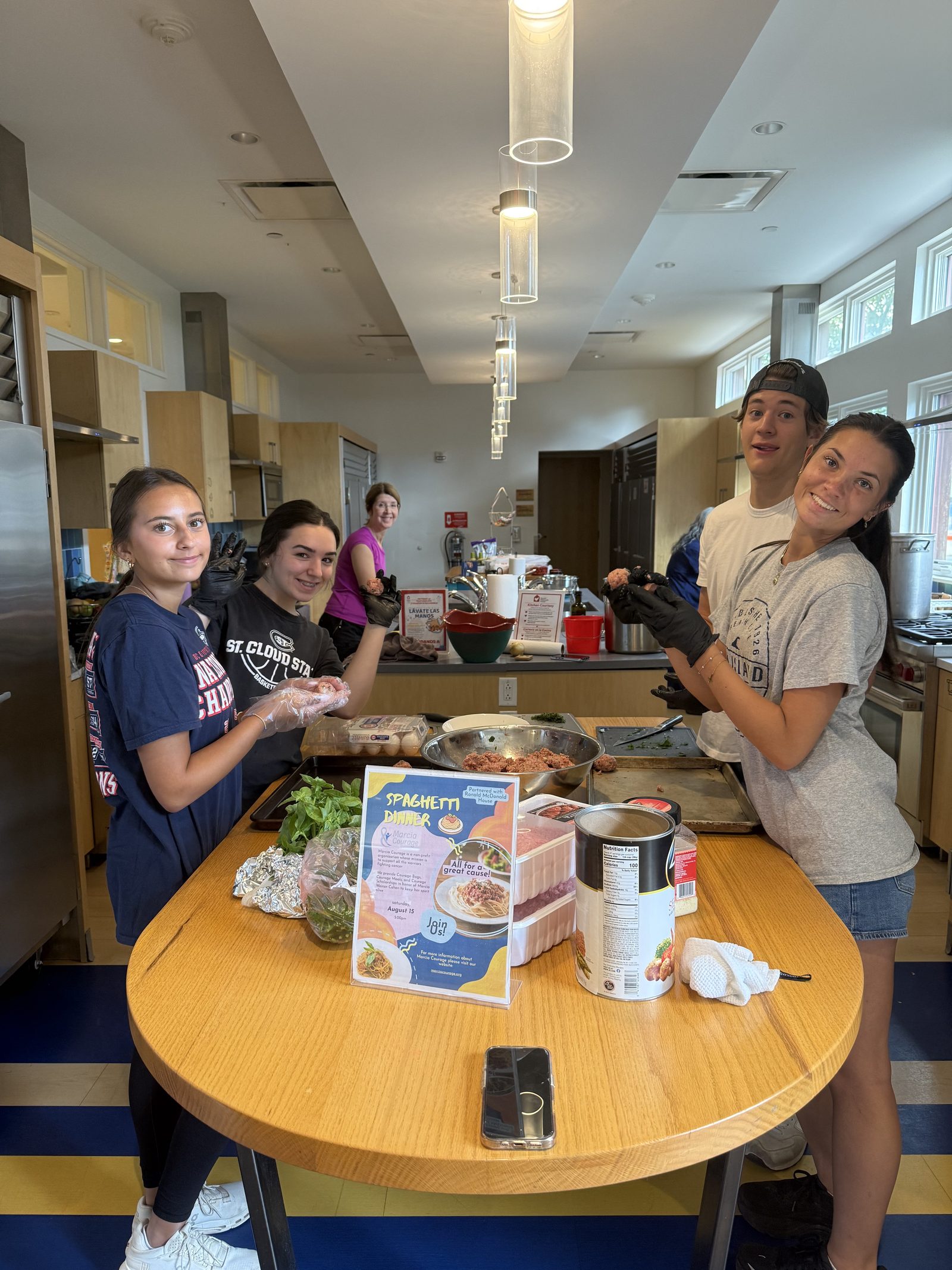 Volunteers rolling meatballs for the spaghetti dinner